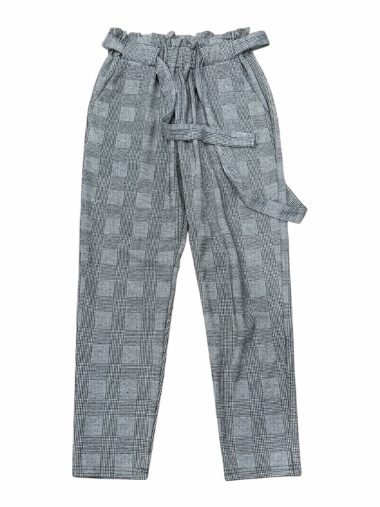 Pants - Ambiance Gray Plaid Paperbag Waist Belted Tapered Trouser Pants S